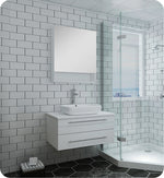 Fresca FVN6130WH-VSL Lucera 30" White Wall Hung Vessel Sink Bathroom Vanity