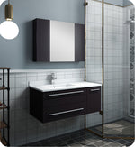 Fresca FVN6136ES-UNS-L Lucera 36" Wall Hung Undermount Sink Bathroom Vanity