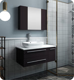 Fresca FVN6136ES-VSL-L Lucera 36" Espresso Wall Hung Vessel Sink Bathroom Vanity