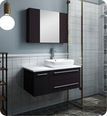 Fresca FVN6136ES-VSL-R Lucera 36" Espresso Wall Hung Vessel Sink Bathroom Vanity