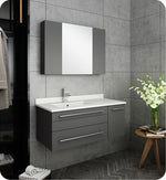Fresca FVN6136GR-UNS-L Lucera 36" Gray Wall Hung Undermount Sink Bathroom Vanity