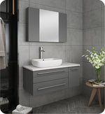 Fresca FVN6136GR-VSL-L Lucera 36" Gray Wall Hung Vessel Sink Bathroom Vanity