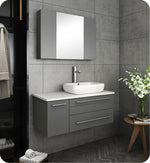Fresca FVN6136GR-VSL-R Lucera 36" Gray Wall Hung Vessel Sink Bathroom Vanity