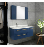 Fresca FVN6136RBL-UNS-L Lucera 36" Wall Hung Undermount Sink Bathroom Vanity