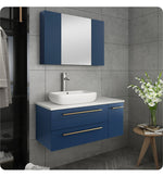 Fresca FVN6136RBL-VSL-L Lucera 36" Blue Wall Hung Vessel Sink Bathroom Vanity