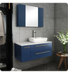 Fresca FVN6136RBL-VSL-R Lucera 36" Blue Wall Hung Vessel Sink Bathroom Vanity