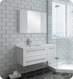 Fresca FVN6136WH-UNS-L Lucera 36"White Wall Hung Undermount Sink Bathroom Vanity