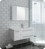 Fresca FVN6136WH-UNS-R Lucera 36"White Wall Hung Undermount Sink Bathroom Vanity