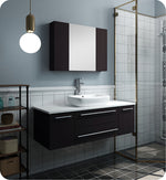 Fresca FVN6148ES-VSL Lucera 48" Espresso Wall Hung Vessel Sink Bathroom Vanity