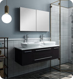 Fresca FVN6148ES-VSL-D Lucera 48" Wall Hung Double Vessel Sink Bathroom Vanity