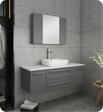 Fresca FVN6148GR-VSL Lucera 48"Gray Wall Hung Vessel Sink Modern Bathroom Vanity