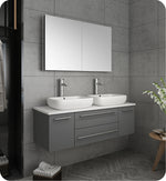 Fresca FVN6148GR-VSL-D Lucera 48" Wall Hung Double Vessel Sink Bathroom Vanity