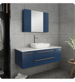 Fresca FVN6148RBL-VSL Lucera 48"Royal Blue Wall Hung Vessel Sink Bathroom Vanity