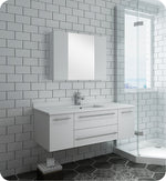 Fresca FVN6148WH-UNS Lucera 48" White Wall Hung Undermount Sink Bathroom Vanity