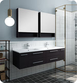Fresca FVN6160ES-UNSD Lucera 60"Wall Hung Double Undermount Sink Bathroom Vanity