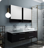 Fresca FVN6160ES-VSL-D Lucera 60" Wall Hung Double Vessel Sink Bathroom Vanity