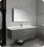 Fresca FVN6160GR-UNS Lucera 60" Wall Hung Single Undermount Sink Bathroom Vanity