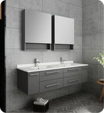 Fresca FVN6160GR-UNSD Lucera 60"Wall Hung Double Undermount Sink Bathroom Vanity