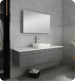 Fresca FVN6160GR-VSL Lucera 60"Gray Wall Hung Single Vessel Sink Bathroom Vanity