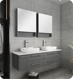 Fresca FVN6160GR-VSL-D Lucera 60" Wall Hung Double Vessel Sink Bathroom Vanity