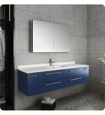 Fresca FVN6160RBL-UNS Lucera 60"Wall Hung Single Undermount Sink Bathroom Vanity