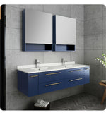 Fresca FVN6160RBL-UNSD Lucera 60"WallHung Double Undermount Sink Bathroom Vanity