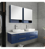 Fresca FVN6160RBL-VSL-D Lucera 60"Wall Hung Double Vessel Sink Bathroom Vanity
