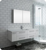 Fresca FVN6160WH-UNS Lucera 60" Wall Hung Single Undermount Sink Bathroom Vanity