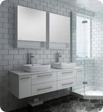 Fresca FVN6160WH-VSL-D Lucera 60" Wall Hung Double Vessel Sink Bathroom Vanity