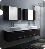 Fresca FVN6172ES-VSL-D Lucera 72" Wall Hung Double Vessel Sink Bathroom Vanity