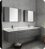 Fresca FVN6172GR-UNS-D Lucera 72WallHung Double Undermount Sink Bathroom Vanity