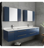 Fresca FVN6172RBL-UNSD Lucera 72"WallHung Double Undermount Sink Bathroom Vanity