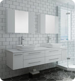 Fresca FVN6172WH-VSL-D Lucera 72" Wall Hung Double Vessel Sink Bathroom Vanity
