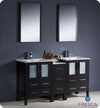 Fresca Torino 60`` White Modern Double Sink Bathroom Vanity With Side Cabinet & Vessel Sinks