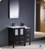 Fresca Torino 36`` White Modern Bathroom Vanity With Side Cabinet & Vessel Sink