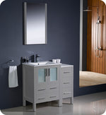 Fresca Torino 36`` White Modern Bathroom Vanity With Side Cabinet & Vessel Sink