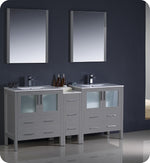 Fresca Torino 72`` White Modern Double Sink Bathroom Vanity With Side Cabinet & Vessel Sinks