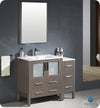 Fresca Torino 42`` White Modern Bathroom Vanity With Side Cabinet & Vessel Sink