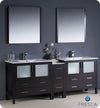 Fresca Torino 84`` White Modern Double Sink Bathroom Vanity With Side Cabinet & Vessel Sinks
