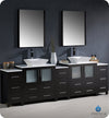 Fresca FVN62-96ES-VSL Torino 96" Espresso Modern Double Sink Bathroom Vanity