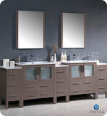 Fresca FVN62-96GO-UNS Torino 96" Gray Oak Modern Double Sink Bathroom Vanity