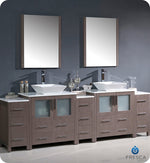 Fresca FVN62-96GO-VSL Torino 96" Gray Oak Modern Double Sink Bathroom Vanity