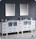 Fresca FVN62-96WH-UNS Torino 96" White Modern Double Sink Bathroom Vanity
