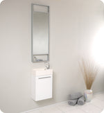 Fresca Pulito 16`` Small White Modern Bathroom Vanity With Tall Mirror