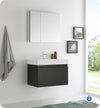 Fresca Mezzo 30`` White Wall Hung Modern Bathroom Vanity With Medicine Cabinet