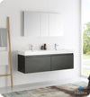 Fresca Mezzo 60`` White Wall Hung Double Sink Modern Bathroom Vanity With Medicine Cabinet