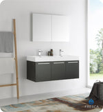 Fresca FVN8092BW-D Vista 48" Black Wall Hung Double Sink Modern Bathroom Vanity