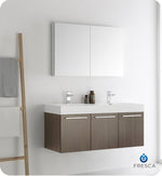Fresca FVN8092GO-D Vista 48"Gray Oak WallHung Double Sink Modern Bathroom Vanity