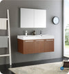 Fresca FVN8092TK-D Vista 48" Teak Wall Hung Double Sink Modern Bathroom Vanity