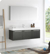 Fresca FVN8093BW Vista 60" Black Wall Hung Single Sink Modern Bathroom Vanity